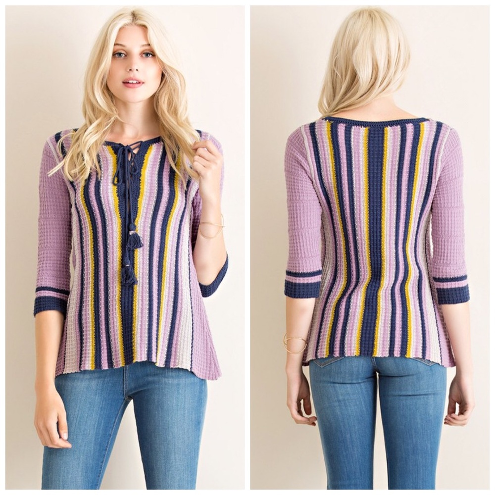 πLAST 1! Gorgeous Lavender Striped Top! - Picture 3 of 3